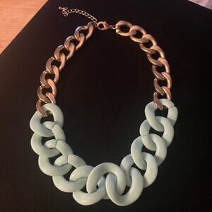 Mint Green Gold Tone Oversized Link Necklace Y2K